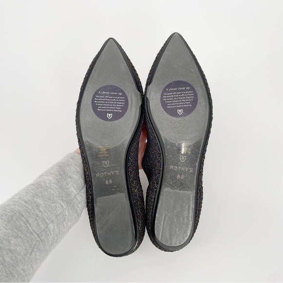 Rothy’s The Bow Point Diamond Knit Metallic Neon Evening Textured Chocolate Knit - Picture 5 of 5